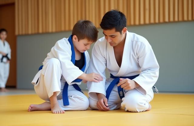 Student receiving guidance during a judo class at Al Fursan