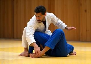 Judo students practicing throws with instructor